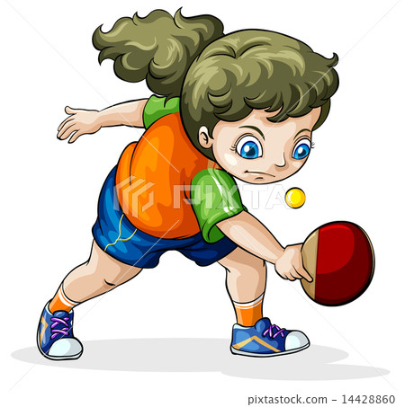 A Caucasian girl playing table tennis 14428860