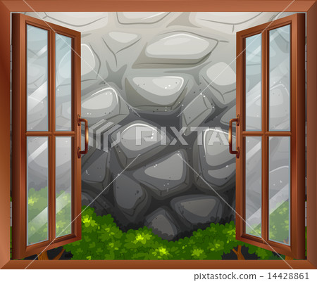 An open window with a view of the stonewall An open window with a view of the stonewall 14428861