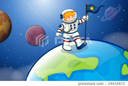 A young astronaut in the outerspace A young astronaut in the outerspace 14428872