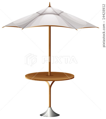 A table with a beach umbrella 14428912