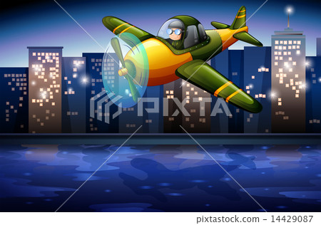 An airplane near the tall buildings An airplane near the tall buildings 14429087