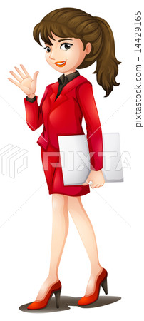 A secretary wearing a red uniform A secretary wearing a red uniform 14429165