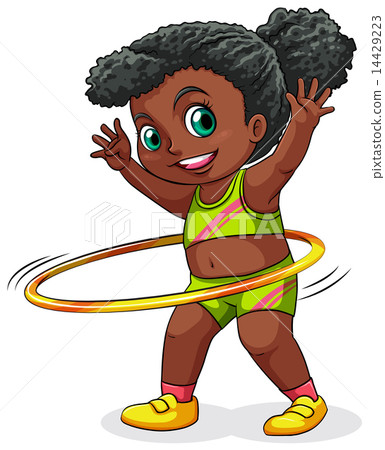 A young black girl playing with the hulahoop 14429223