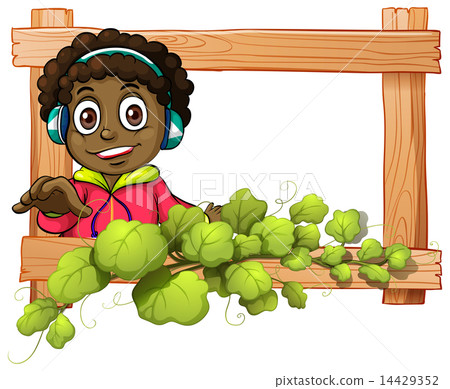 A frame with a boy and plants A frame with a boy and plants 14429352