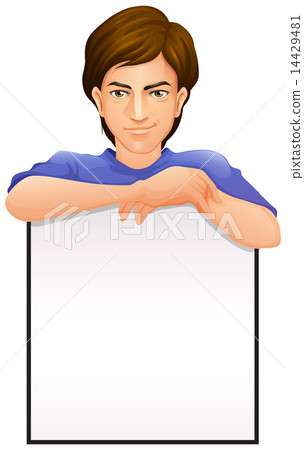 A handsome man with an empty signage 14429481