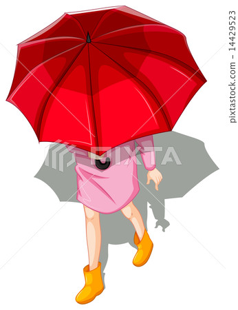 A topview of a woman using umbrella A topview of a woman using umbrella 14429523