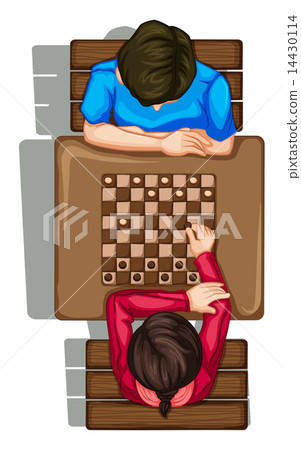 A topview of two people playing a boardgame A topview of two people playing a boardgame 14430114