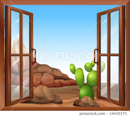 A window with a cactus A window with a cactus 14430375