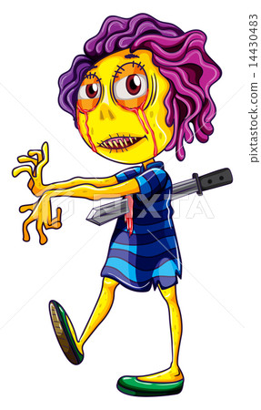 A scary zombie stabbed with a sword 14430483