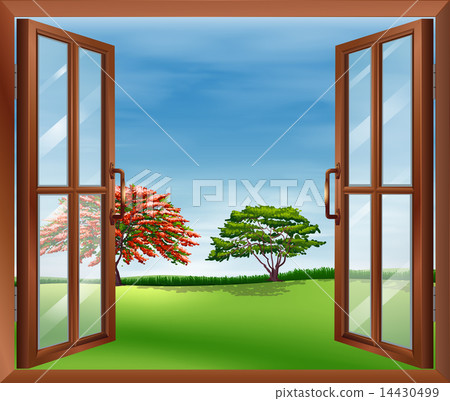 An open wooden window An open wooden window 14430499