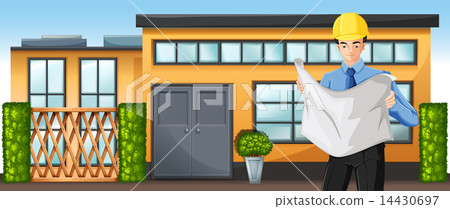 An engineer in front of a building An engineer in front of a building 14430697