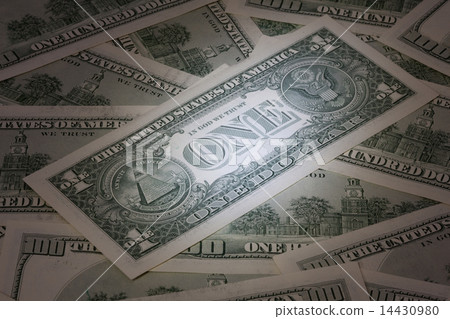American dollar bills with mysterious light 14430980