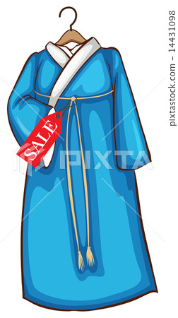 A simple sketch of a blue Asian dress A simple sketch of a blue Asian dress 14431098