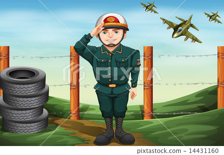 A brave soldier doing a hand salute A brave soldier doing a hand salute 14431160