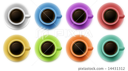 Topview of the cups with coffee 14431312