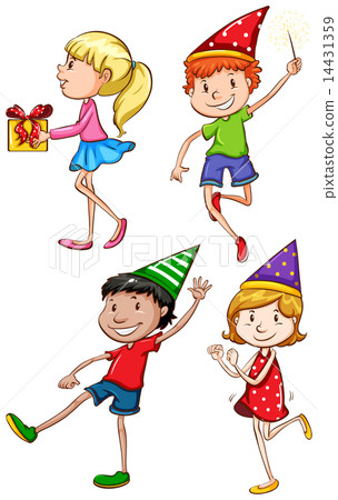 A coloured sketch of the kids celebrating 14431359