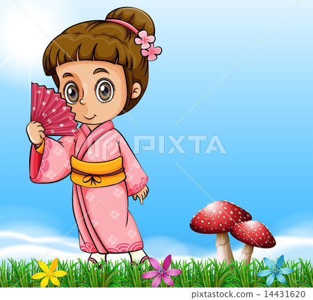 A woman holding a fan A woman holding a fan 14431620