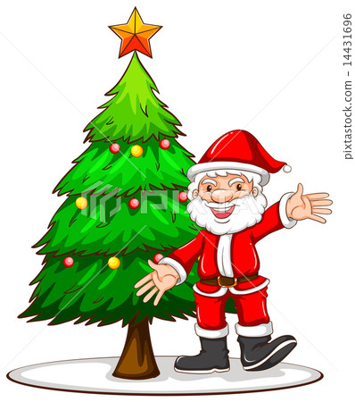 A sketch of a Christmas tree with Santa Claus 14431696