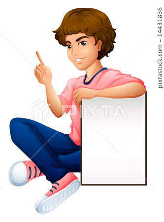 A boy with an empty whiteboard A boy with an empty whiteboard 14431836