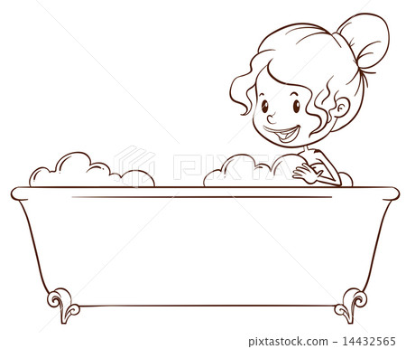 A simple sketch of a girl at the bathtub 14432565