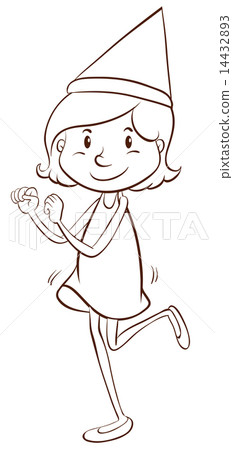 A plain drawing of a girl celebrating A plain drawing of a girl celebrating 14432893