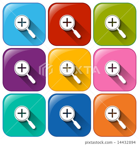 Icons with magnifying glass 14432894