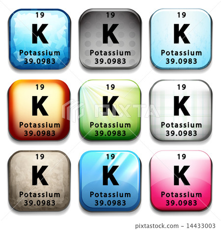 An icon showing the element Potassium 14433003