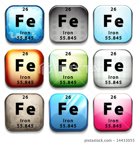 A button with the chemical element Iron 14433055