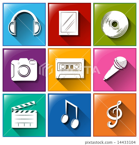 Icons with entertainment gadgets Icons with entertainment gadgets 14433104