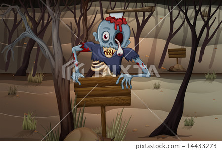 An empty signboard with a zombie An empty signboard with a zombie 14433273