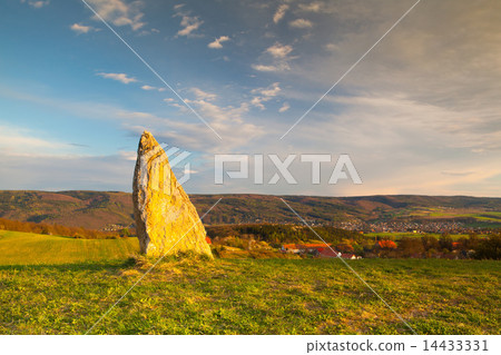 Menhir on the hill at sunset in Morinka village Menhir on the hill at sunset in Morinka village 14433331