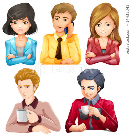 Male and female office workers Male and female office workers 14433342