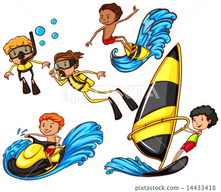 A group of people enjoying the watersport activities 14433418