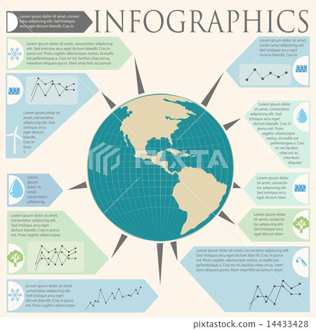 An infochart with a globe 14433428