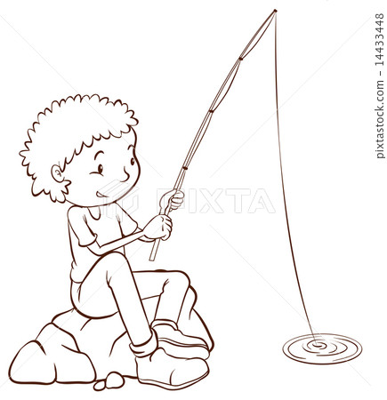 A simple plain sketch of a boy fishing A simple plain sketch of a boy fishing 14433448