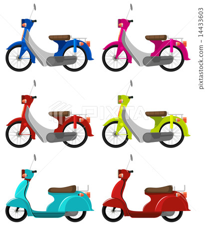 Six colourful scooters 14433603
