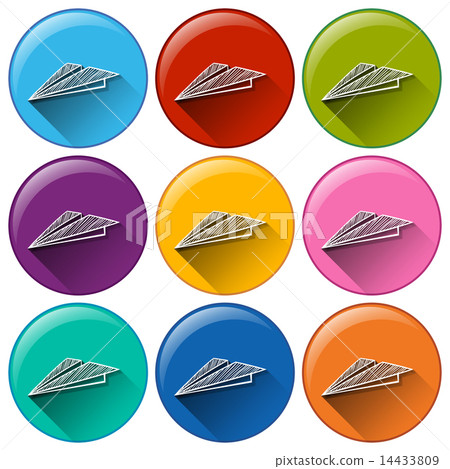 Circle buttons with paper airplanes 14433809