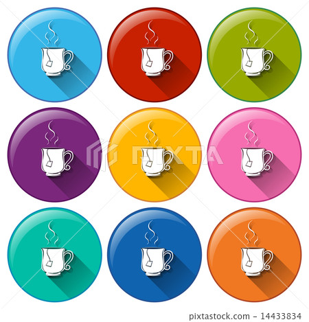 Circle buttons with cups of tea Circle buttons with cups of tea 14433834