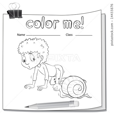 A worksheet showing a boy and a snail A worksheet showing a boy and a snail 14433876