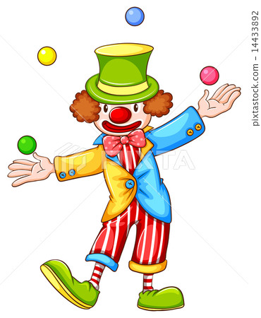 A coloured sketch of a clown juggling A coloured sketch of a clown juggling 14433892