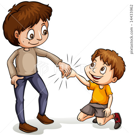 A man helping a young boy 14433962