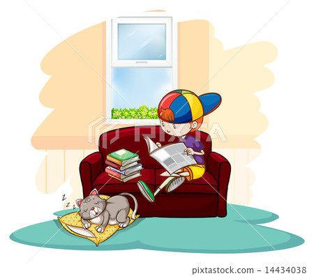 Boy studying inside the house Boy studying inside the house 14434038