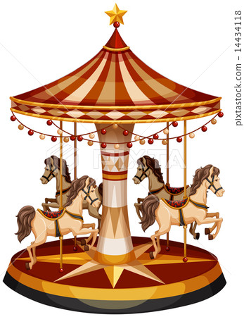 A merry-go-round with brown horses 14434118