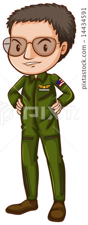 A simple pilot in green uniform A simple pilot in green uniform 14434591