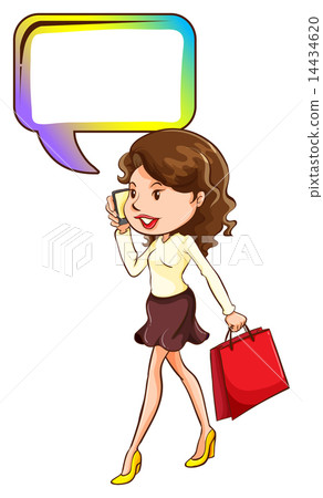 A woman walking while on the phone 14434620