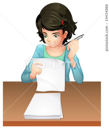 A woman answering the testpapers A woman answering the testpapers 14434866