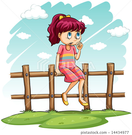 A girl sitting on the fence A girl sitting on the fence 14434977