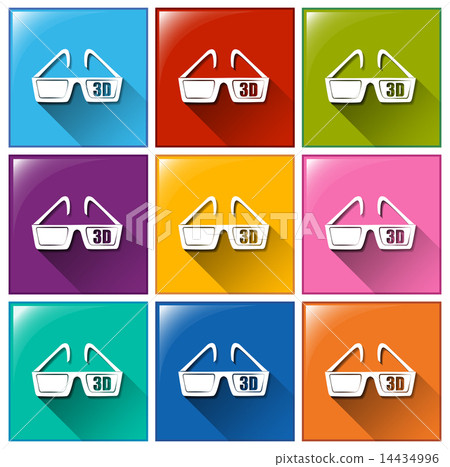 Icons with movie 3D eyewear 14434996