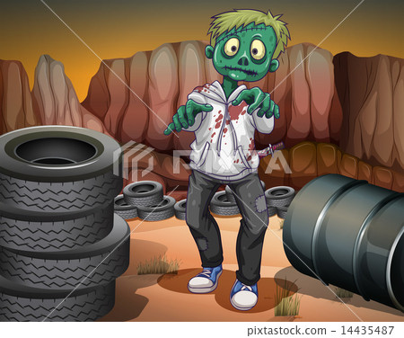 A scary zombie in the desert 14435487