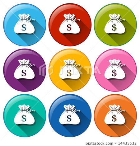 Round icons with sacks of money 14435532